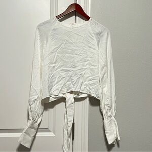 Mango Open Back Tie White Short Crop Top Size 8